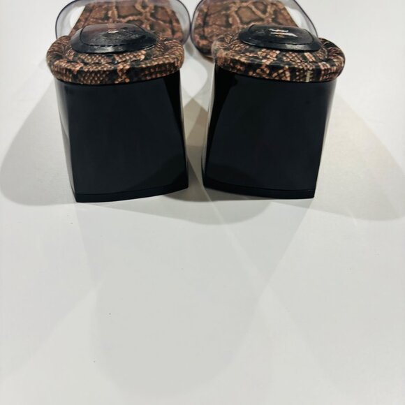 Good American Snakeskin Block Heel Clear Sandals Size 7 - Picture 6 of 6